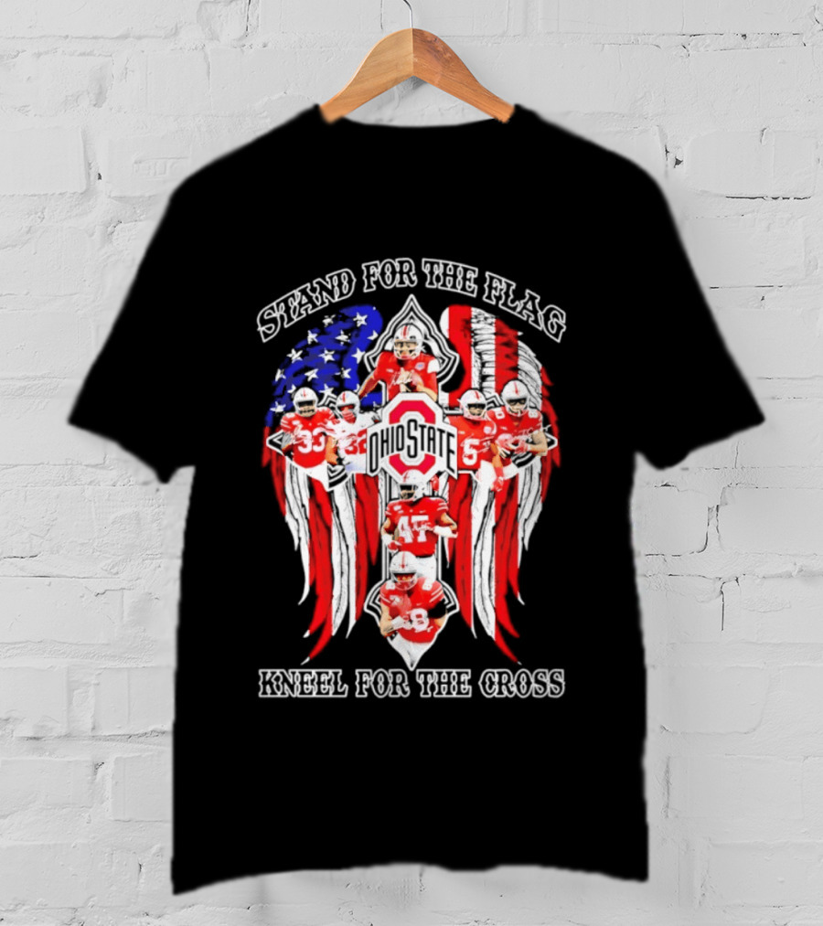 Stand For The Flag Kneel For The Cross Ohio State Buckeyes NCAA Football T-Shirt