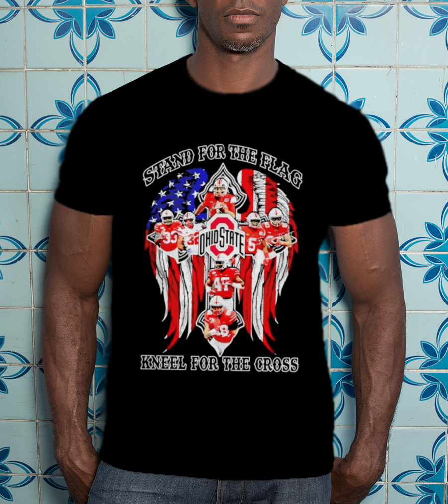 Stand For The Flag Kneel For The Cross Ohio State Buckeyes NCAA Football T-Shirt