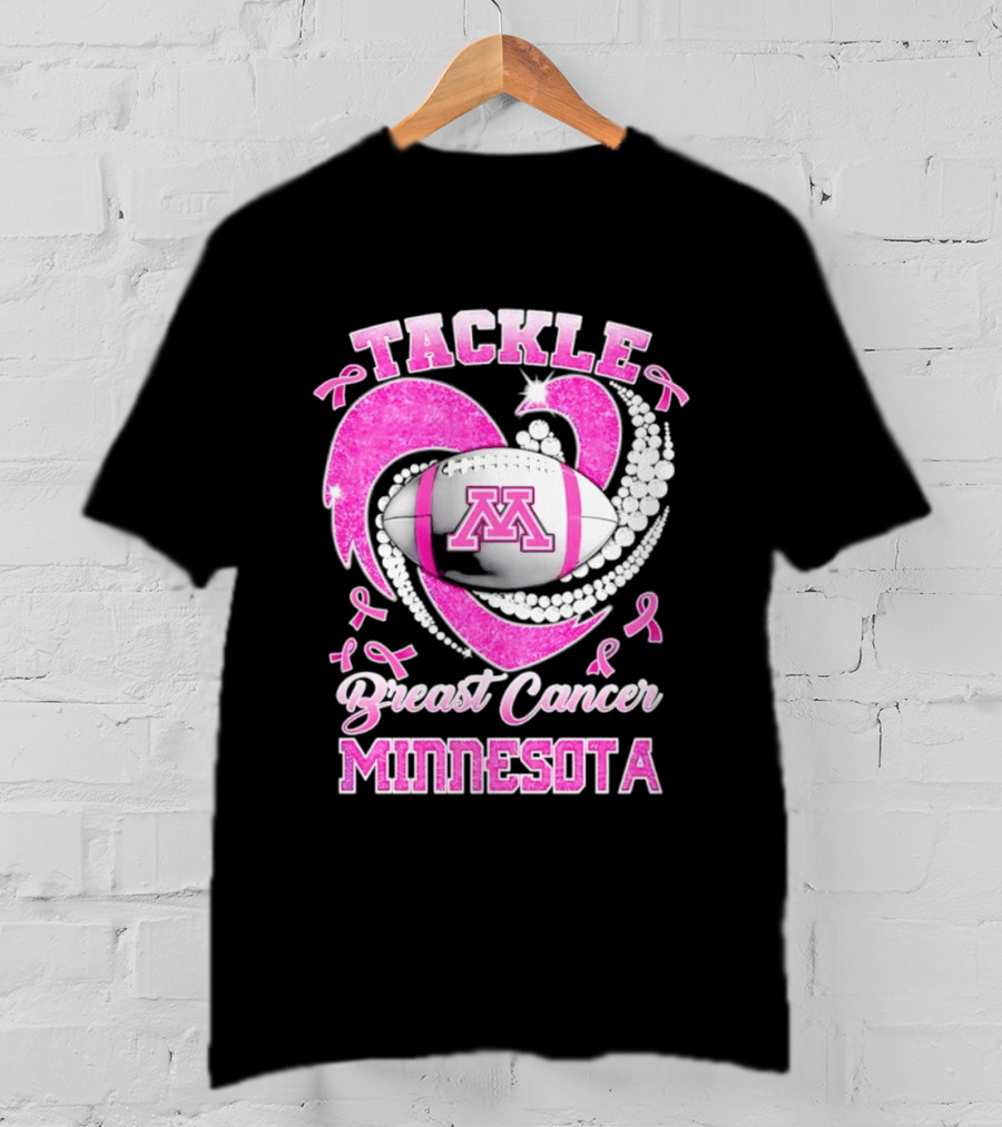 Pink Ribbon Tackle Breast Cancer Minnesota Football T-Shirt