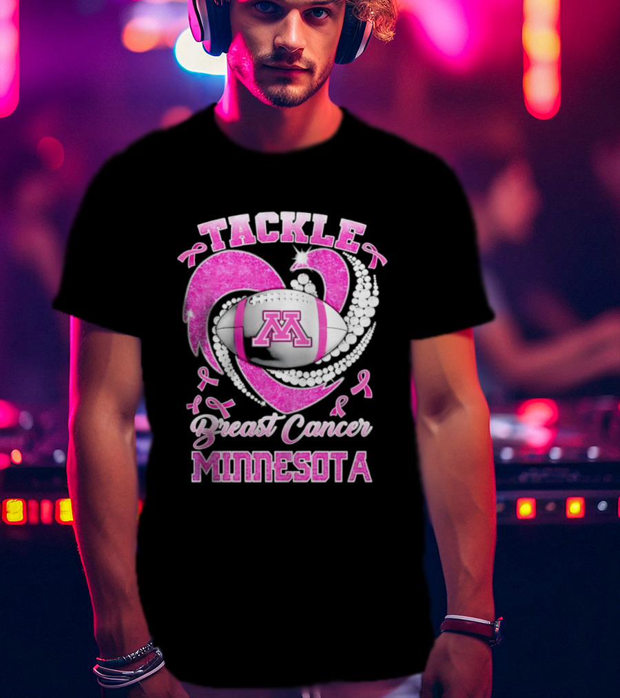 Pink Ribbon Tackle Breast Cancer Minnesota Football T-Shirt