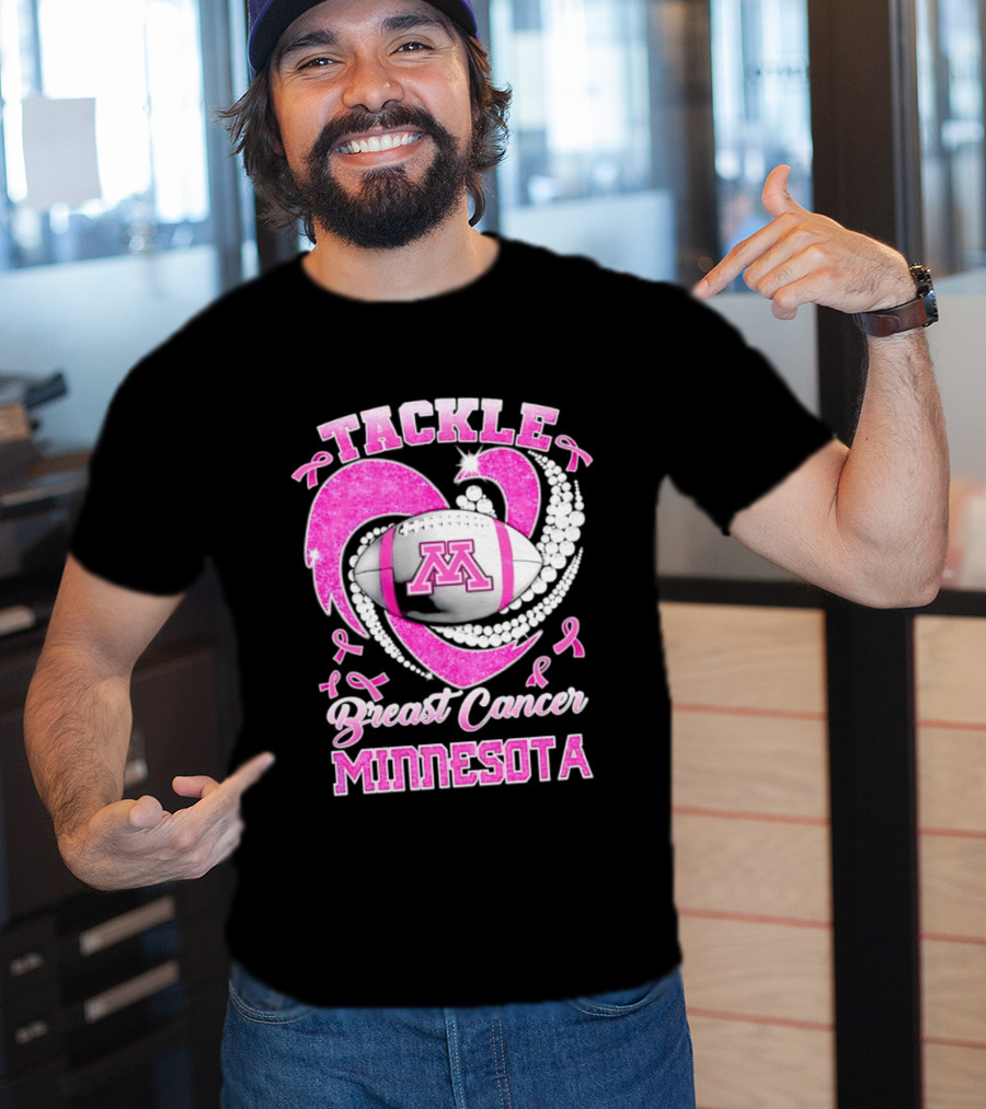 Pink Ribbon Tackle Breast Cancer Minnesota Football T-Shirt