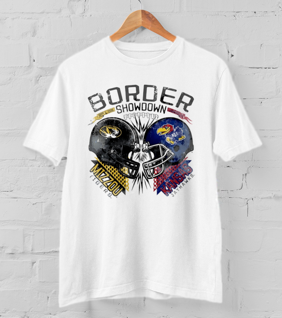 Kansas Jayhawks Missouri Tigers NCAA Border Showdown 2026 Helmet Matchup September 12 T-Shirt