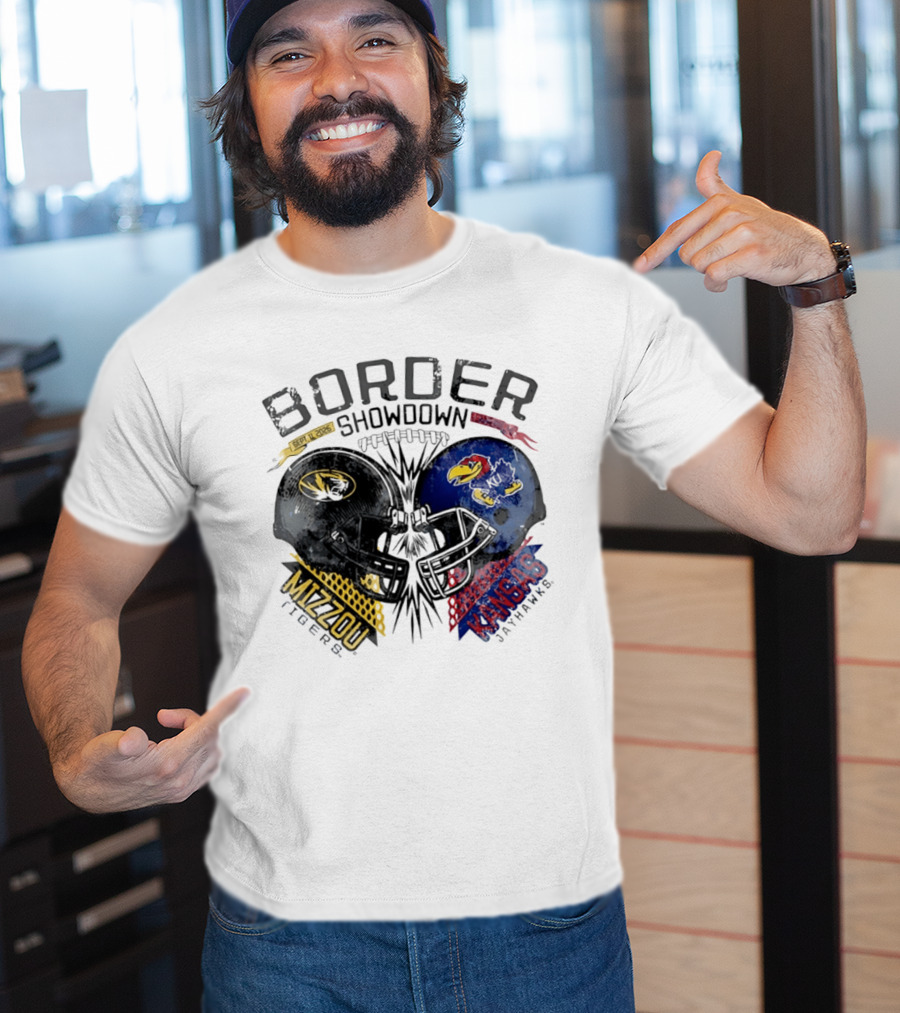 Kansas Jayhawks Missouri Tigers NCAA Border Showdown 2026 Helmet Matchup September 12 T-Shirt