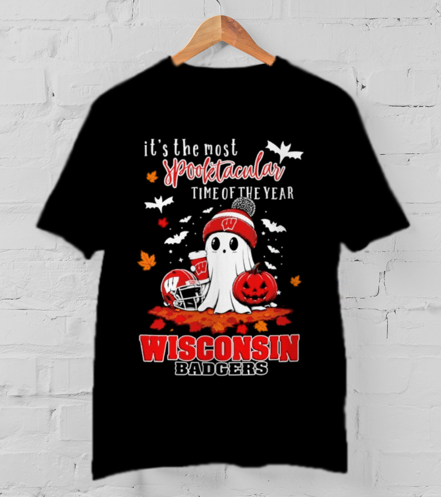 Wisconsin Badgers NCAA Halloween Ghost 2026 It's The Most Spooktacular Time Of The Year T-Shirt