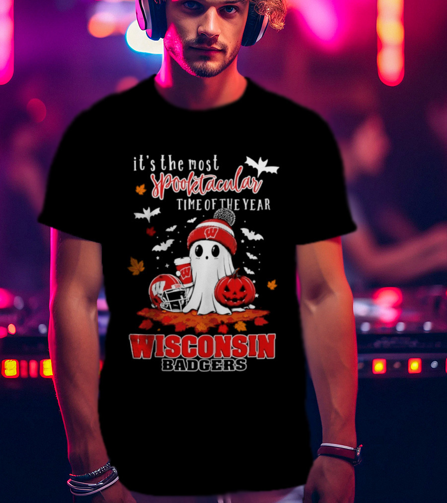 Wisconsin Badgers NCAA Halloween Ghost 2026 It's The Most Spooktacular Time Of The Year T-Shirt