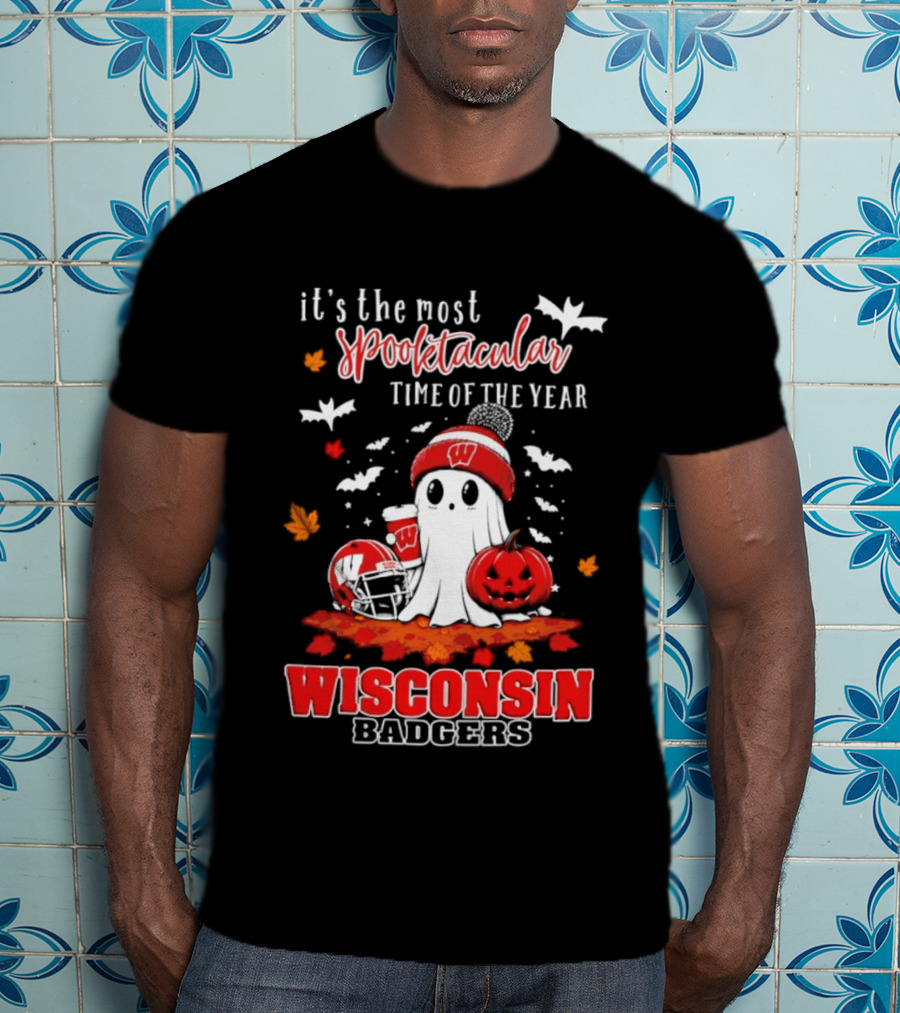 Wisconsin Badgers NCAA Halloween Ghost 2026 It's The Most Spooktacular Time Of The Year T-Shirt