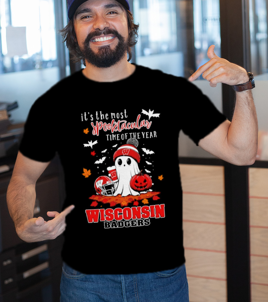 Wisconsin Badgers NCAA Halloween Ghost 2026 It's The Most Spooktacular Time Of The Year T-Shirt