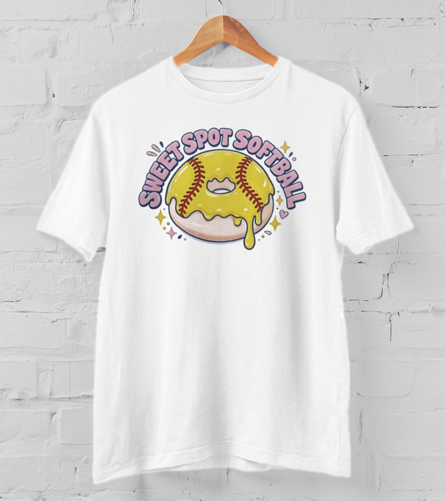 Sweet Spot Softball Donut Yellow Dripping Icing T-Shirt