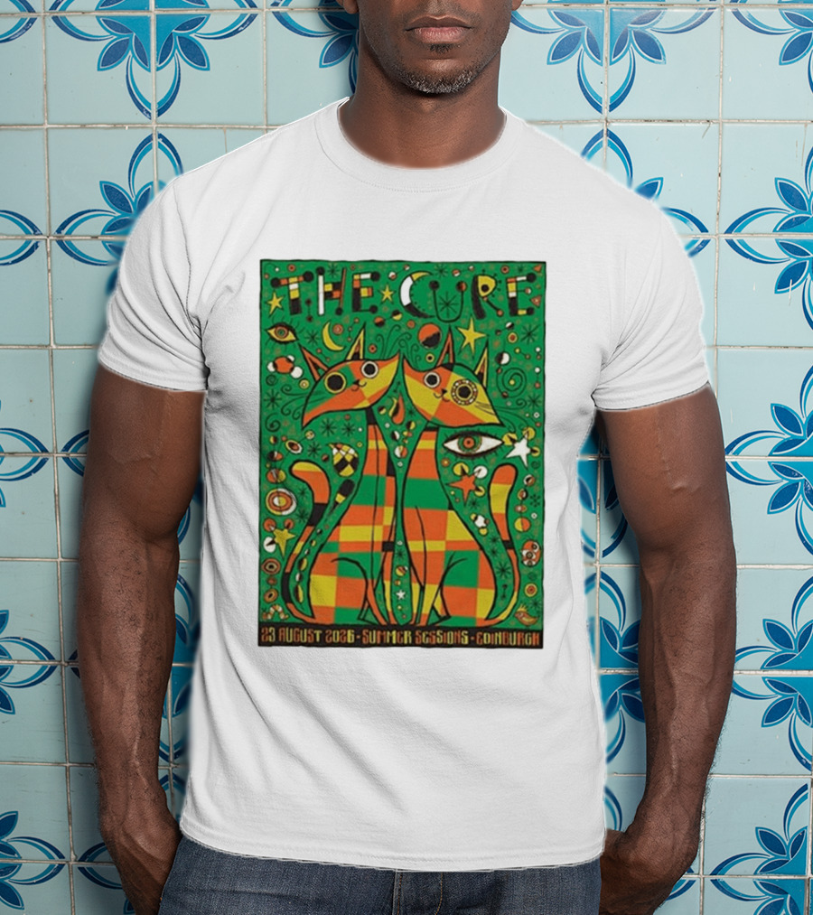 The Cure Summer Sessions Edinburgh August 2026 Two Cats Psychedelic T-Shirt
