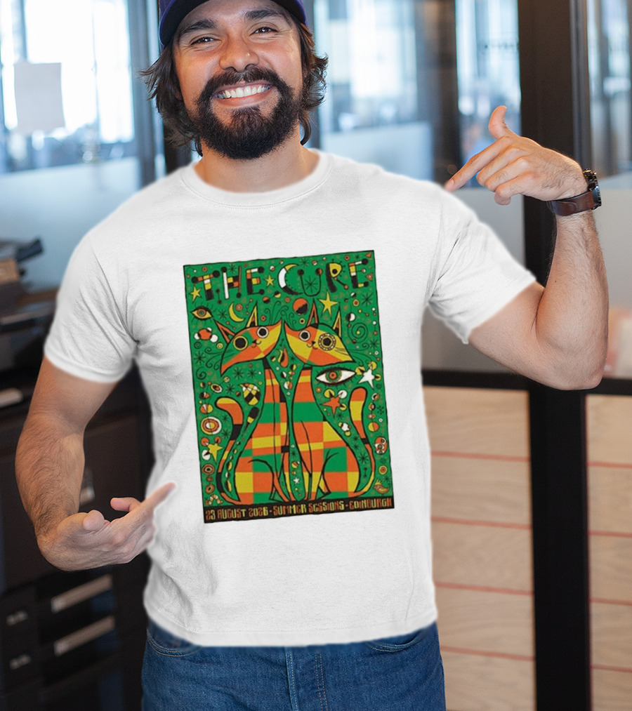 The Cure Summer Sessions Edinburgh August 2026 Two Cats Psychedelic T-Shirt