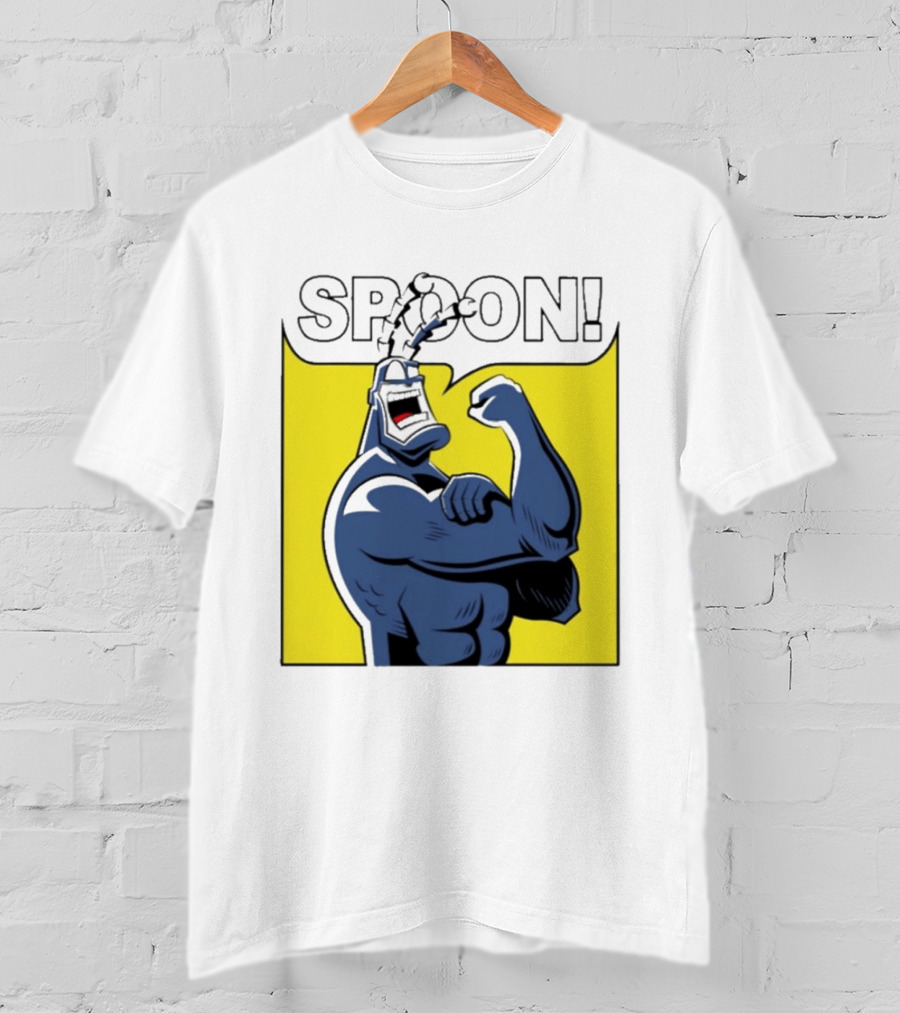 Spoon Mighty Hero Cartoon Catchphrase T-Shirt