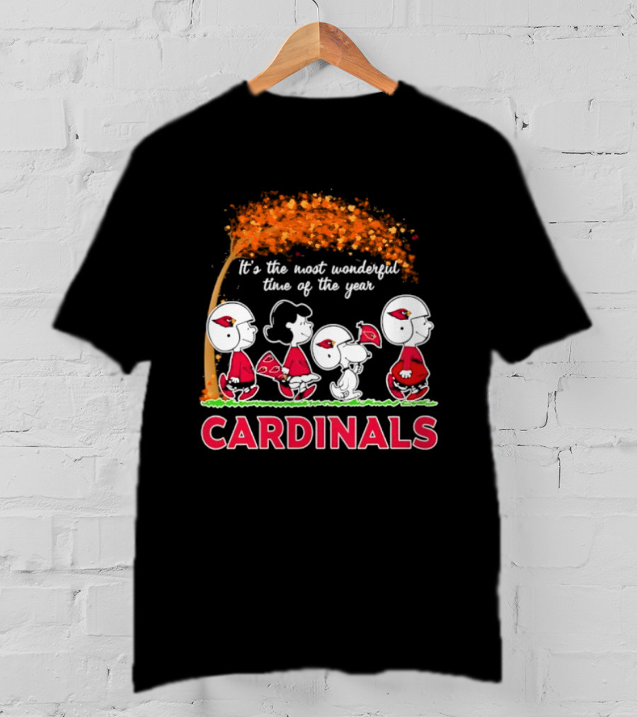 Arizona Cardinals Peanuts Halloween 2026 Fall Autumn It's The Most Wonderful Time Of The Year T-Shirt