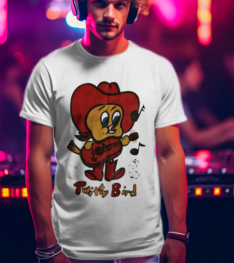 Twitty Bird Cowboy Musician Playing Guitar T-Shirt