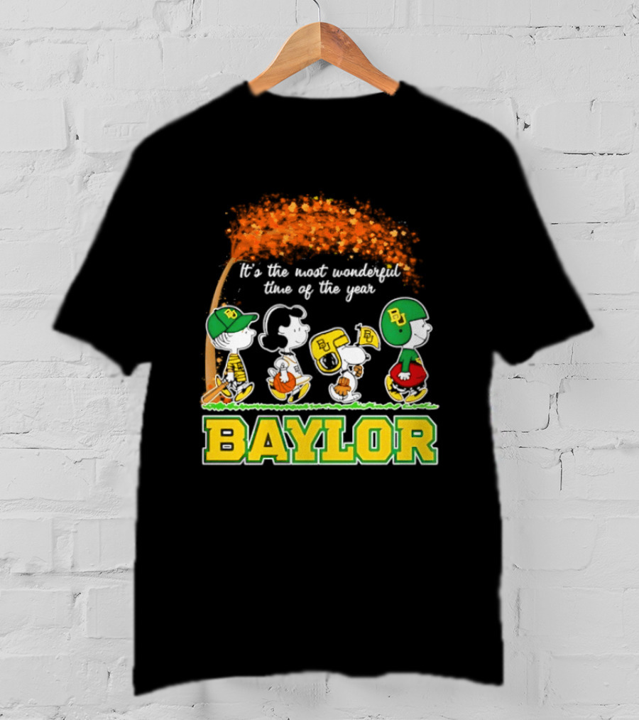 Baylor Bears Peanuts It's The Most Wonderful Time Of The Year Halloween 2026 Charlie Brown Snoopy Woodstock T-Shirt