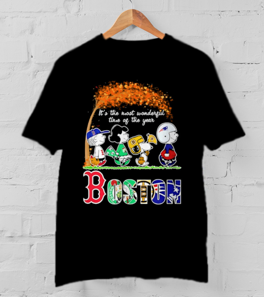 Boston Sports Team X Peanuts It's The Most Wonderful Time Of The Year Halloween 2026 Fall Autumn T-Shirt
