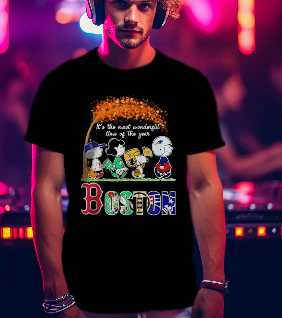 Boston Sports Team X Peanuts It's The Most Wonderful Time Of The Year Halloween 2026 Fall Autumn T-Shirt