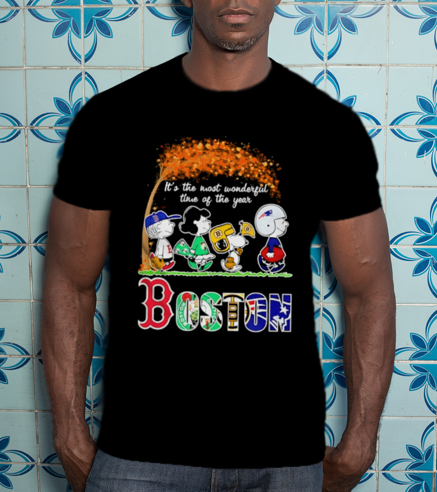 Boston Sports Team X Peanuts It's The Most Wonderful Time Of The Year Halloween 2026 Fall Autumn T-Shirt