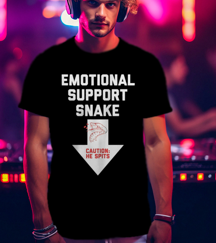Emotional Support Snake Caution He Spits Warning Arrow T-Shirt