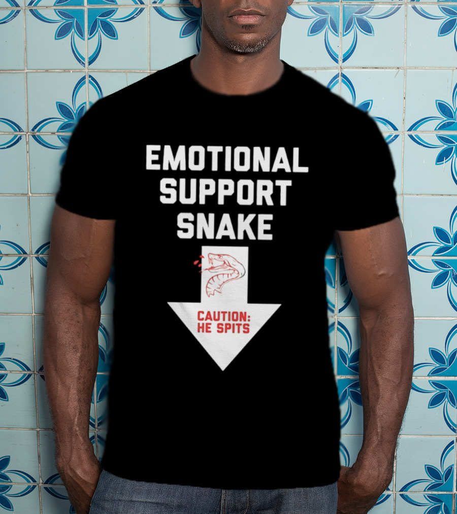 Emotional Support Snake Caution He Spits Warning Arrow T-Shirt
