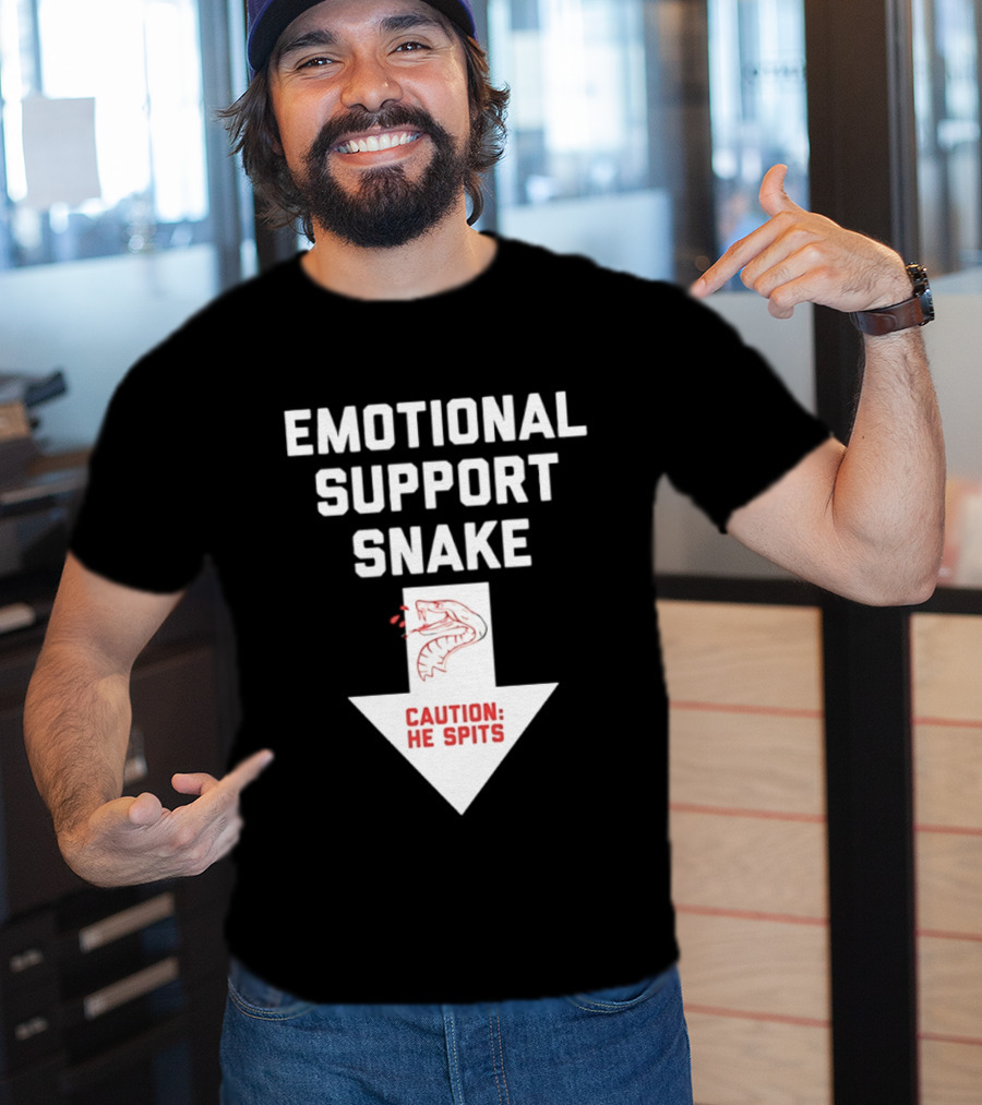 Emotional Support Snake Caution He Spits Warning Arrow T-Shirt