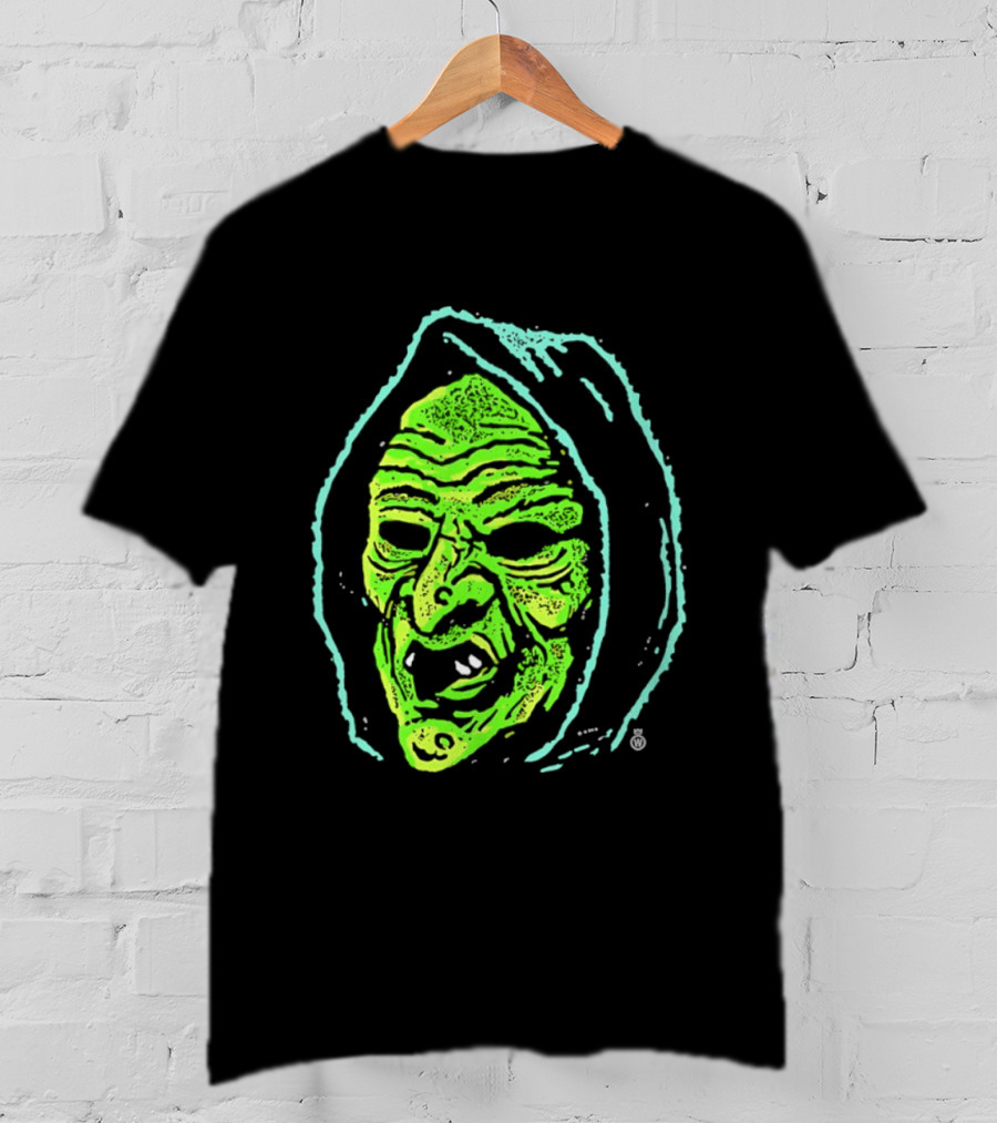 Halloween Witch Green Face Spooky Horror Costume T-Shirt