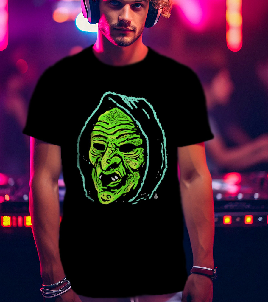 Halloween Witch Green Face Spooky Horror Costume T-Shirt