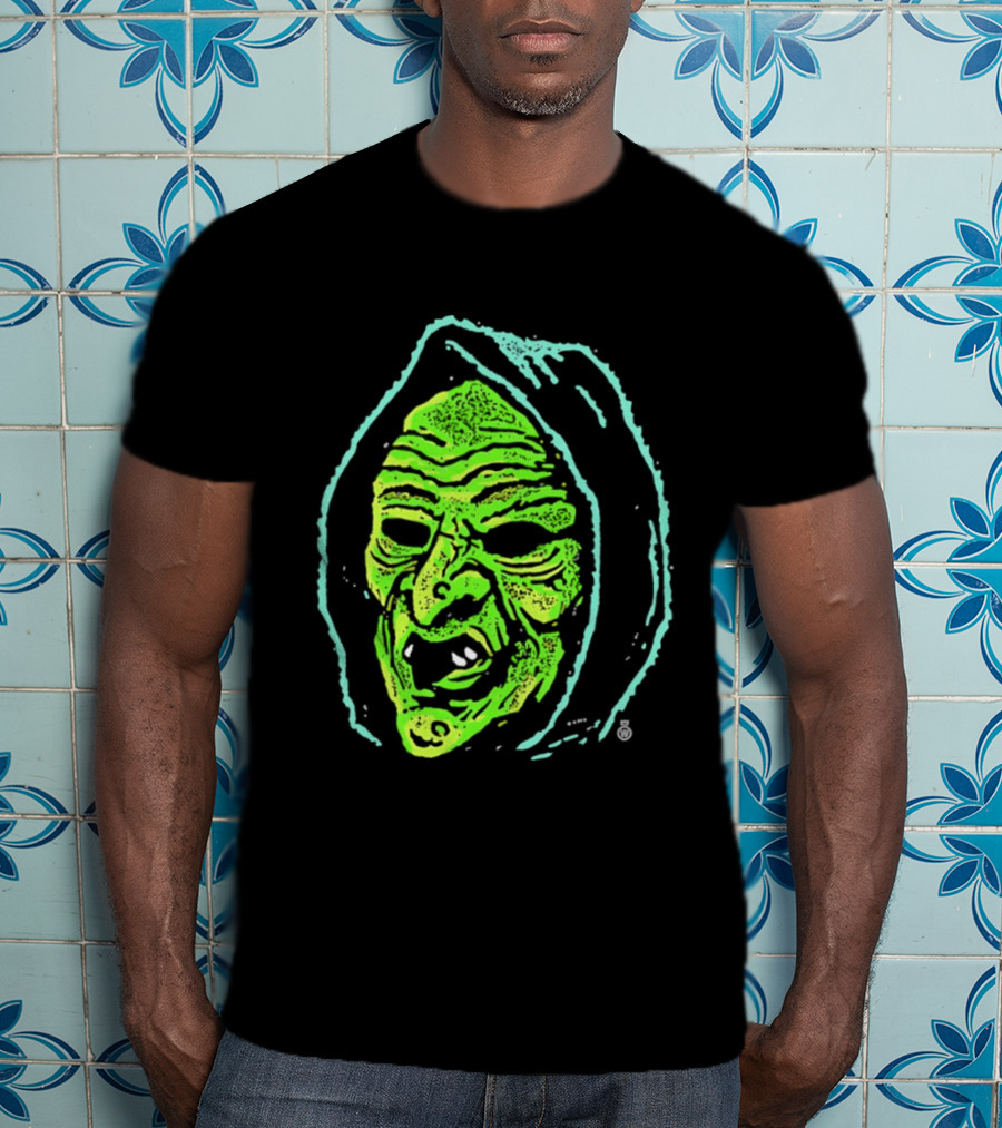 Halloween Witch Green Face Spooky Horror Costume T-Shirt