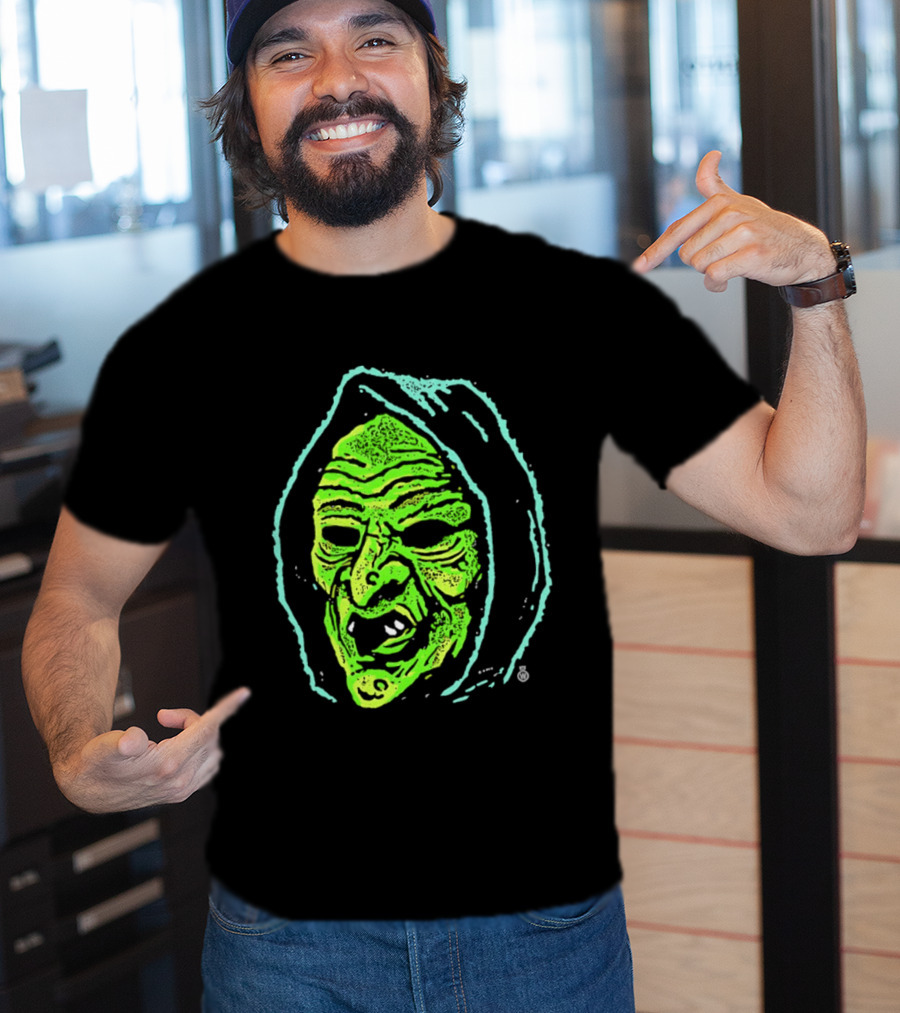 Halloween Witch Green Face Spooky Horror Costume T-Shirt