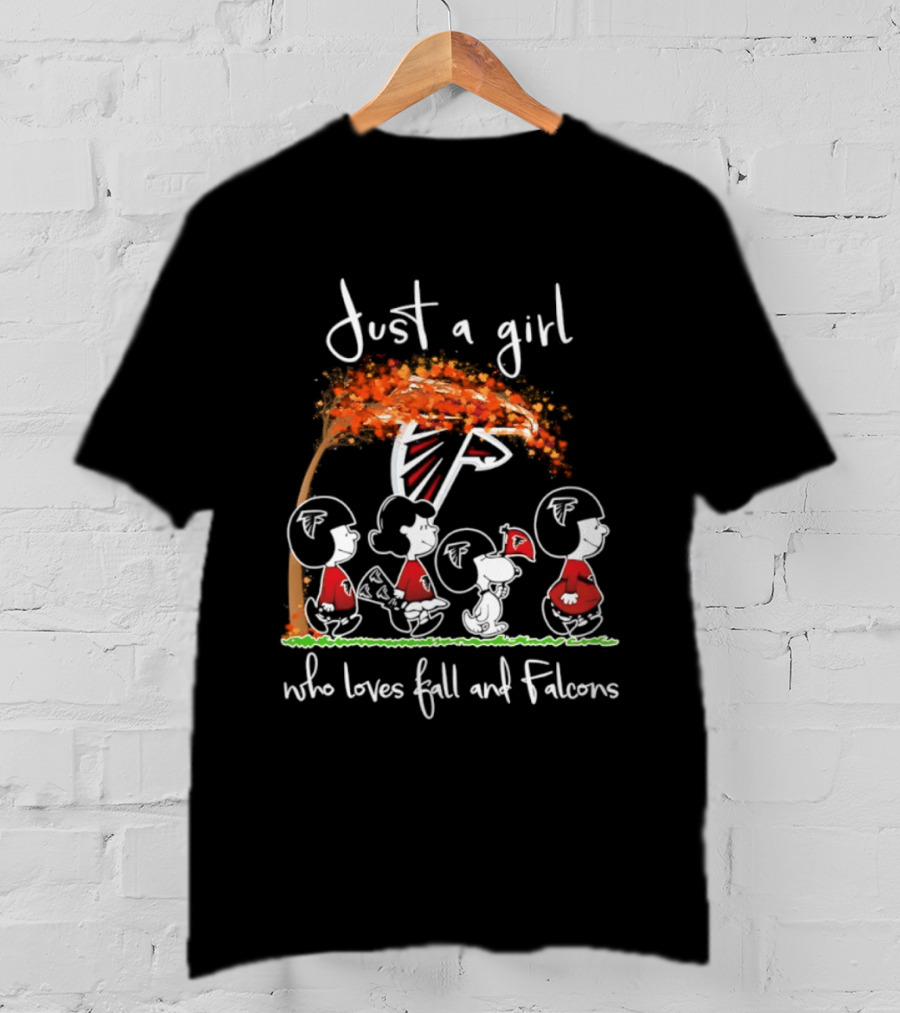 Just A Girl Who Loves Fall And Falcons Football Halloween 2026 T-Shirt