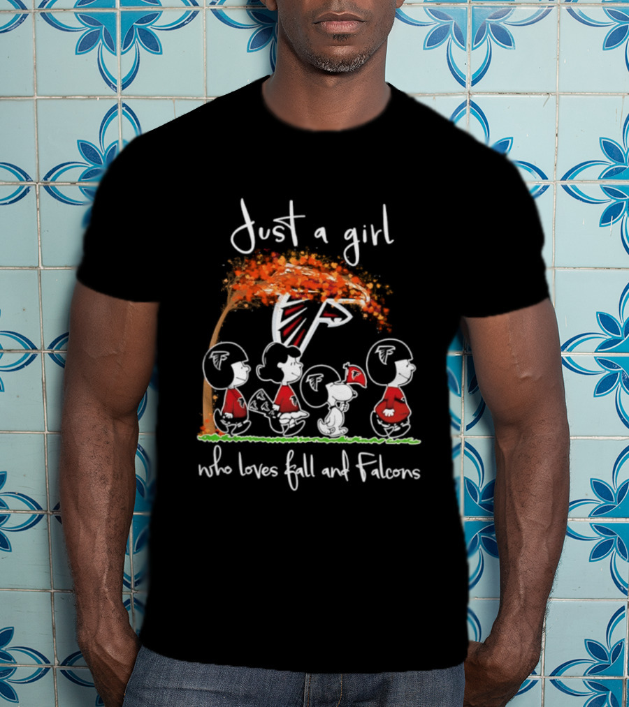 Just A Girl Who Loves Fall And Falcons Football Halloween 2026 T-Shirt