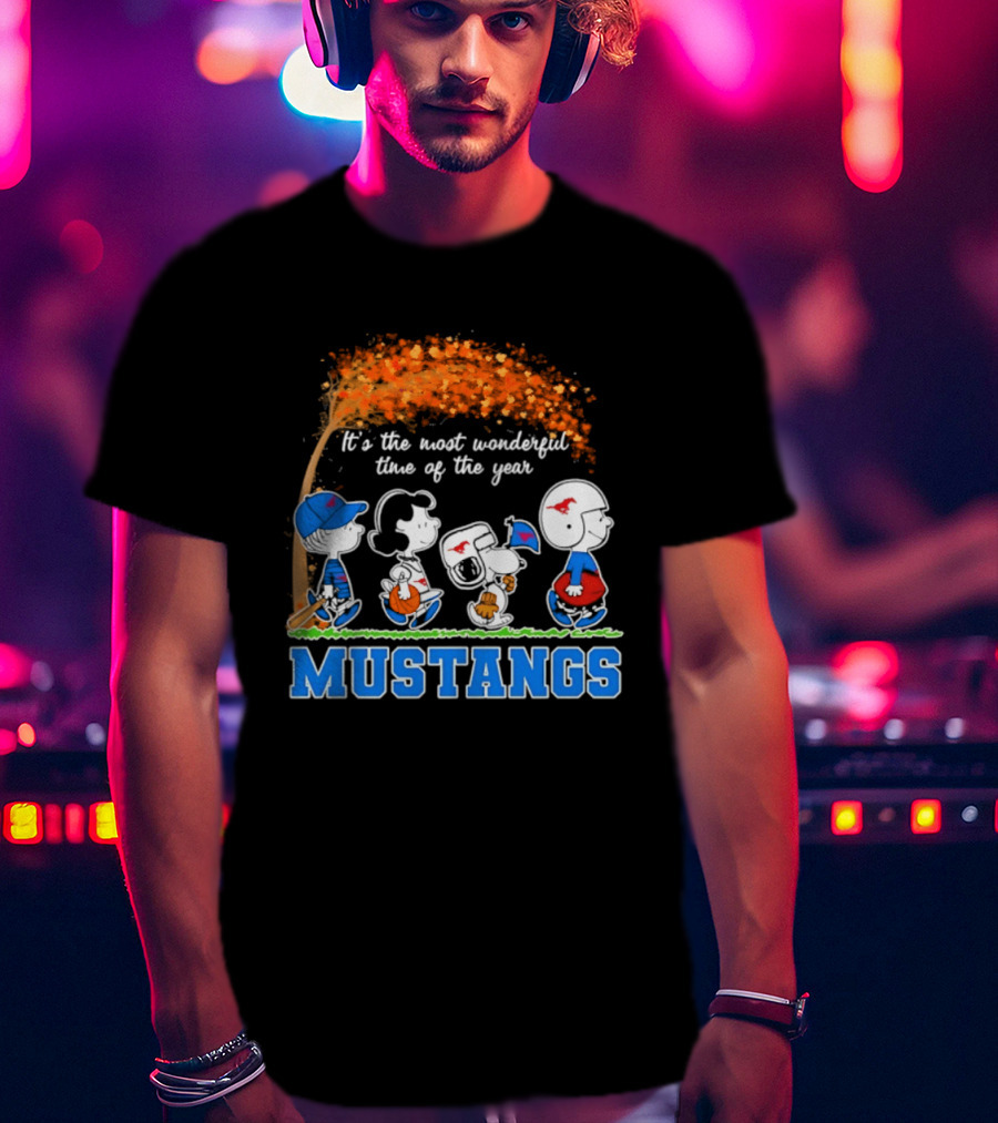 SMU Mustangs Peanuts Most Wonderful Time Of The Year Fall Halloween 2026 T-Shirt