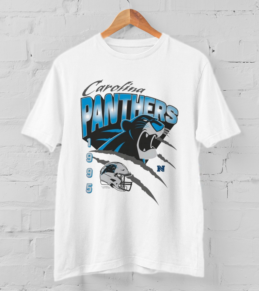 Carolina Panthers 1995 Bagheera Helmet NFL Inaugural Season T-Shirt