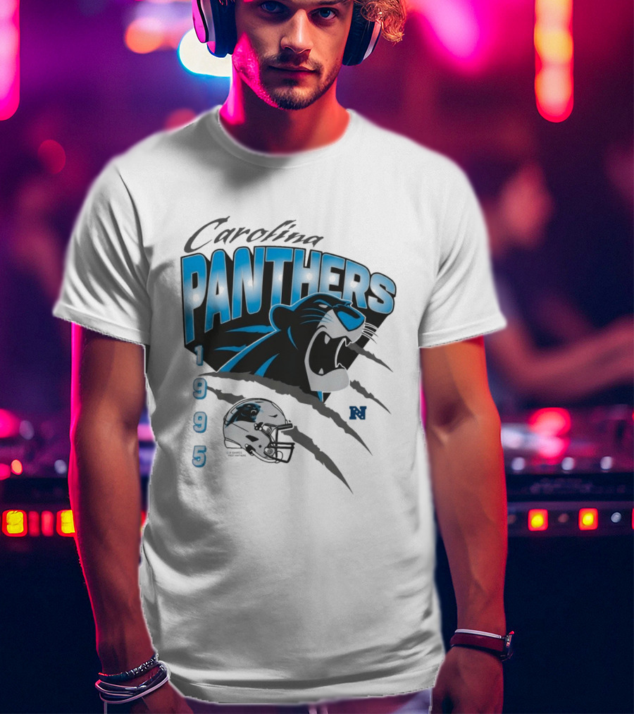 Carolina Panthers 1995 Bagheera Helmet NFL Inaugural Season T-Shirt