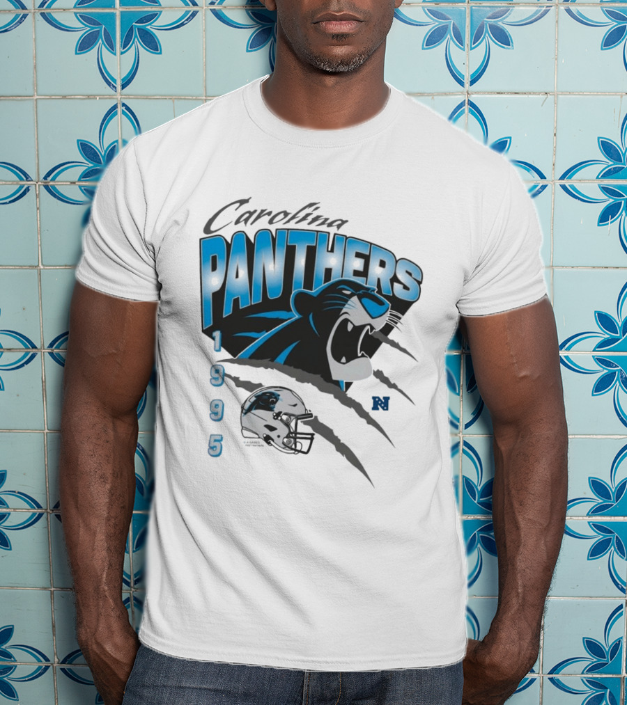 Carolina Panthers 1995 Bagheera Helmet NFL Inaugural Season T-Shirt