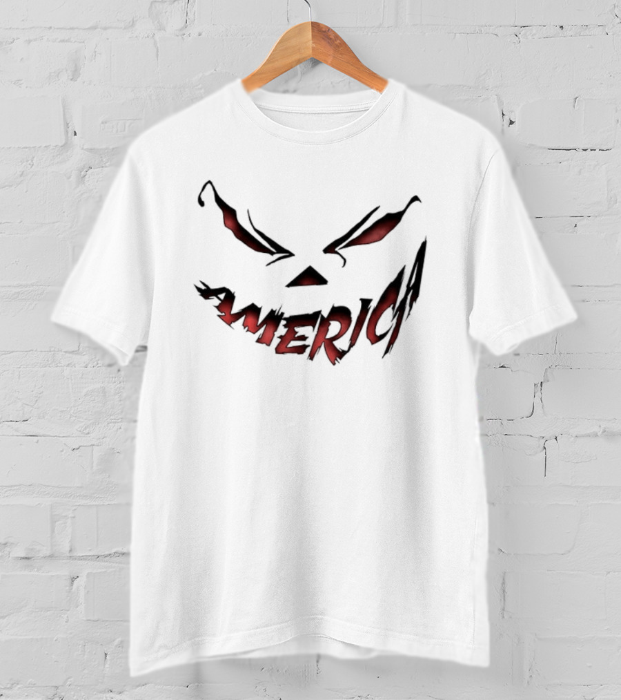 American Halloween 2026 Spooky Face 2 Sided T-Shirt