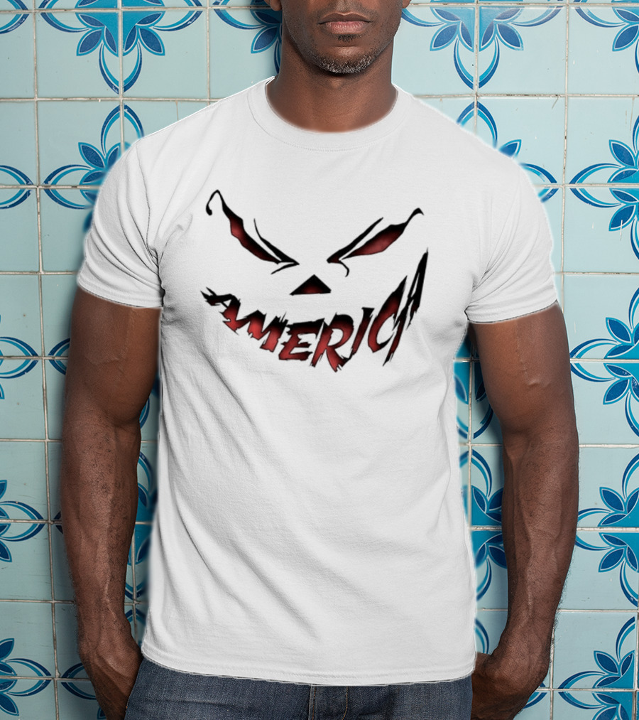 American Halloween 2026 Spooky Face 2 Sided T-Shirt