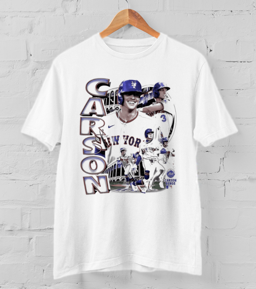 Carson Benge New York Mets MLB Baseball Collage T-Shirt