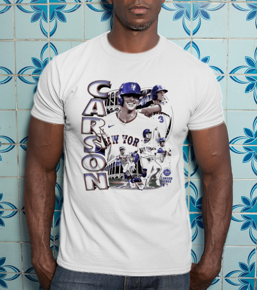 Carson Benge New York Mets MLB Baseball Collage T-Shirt
