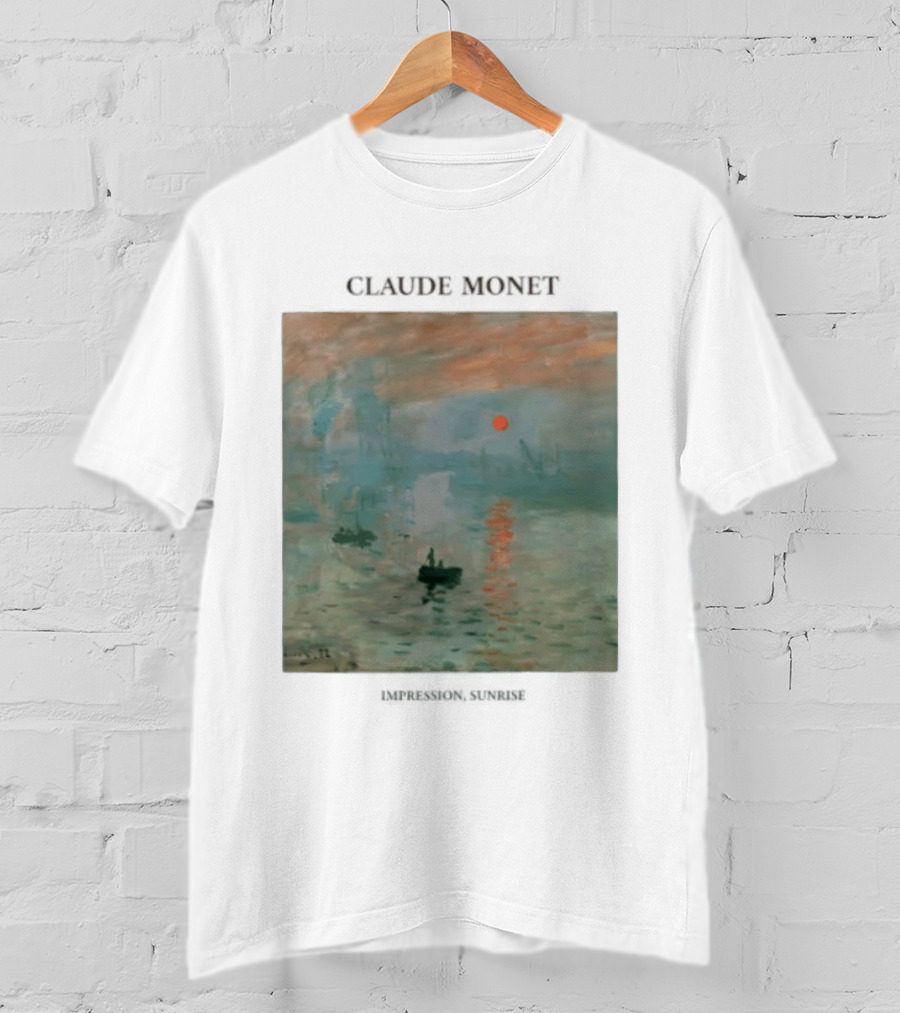 Claude Monet Impression Sunrise Oil Painting T-Shirt