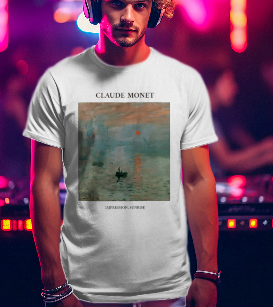 Claude Monet Impression Sunrise Oil Painting T-Shirt