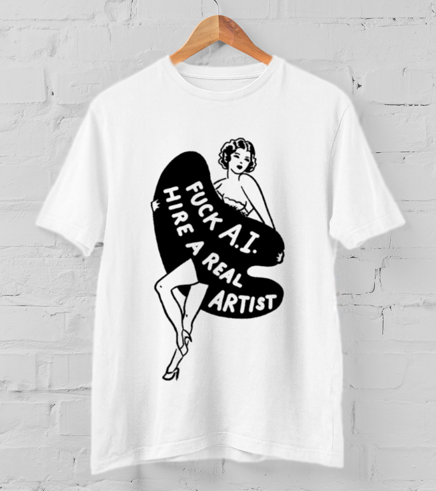 Fuck AI Hire A Real Artist Vintage Pin Up Style Palette T-Shirt