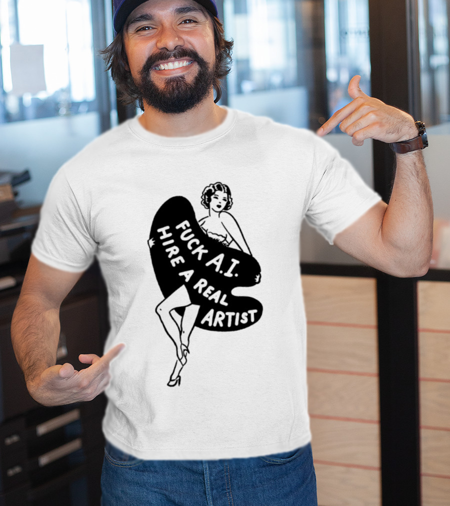 Fuck AI Hire A Real Artist Vintage Pin Up Style Palette T-Shirt