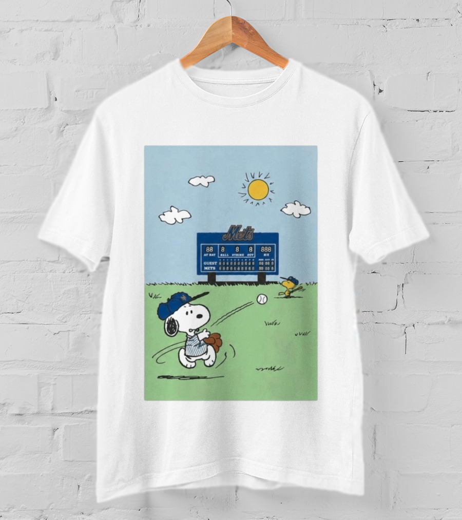 NY Mets Peanuts Snoopy Baseball Game Day T-Shirt