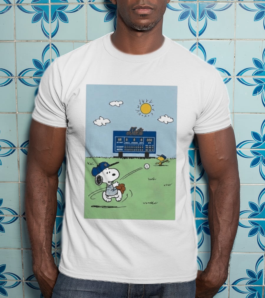 NY Mets Peanuts Snoopy Baseball Game Day T-Shirt