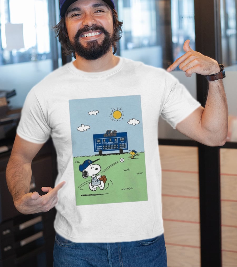 NY Mets Peanuts Snoopy Baseball Game Day T-Shirt