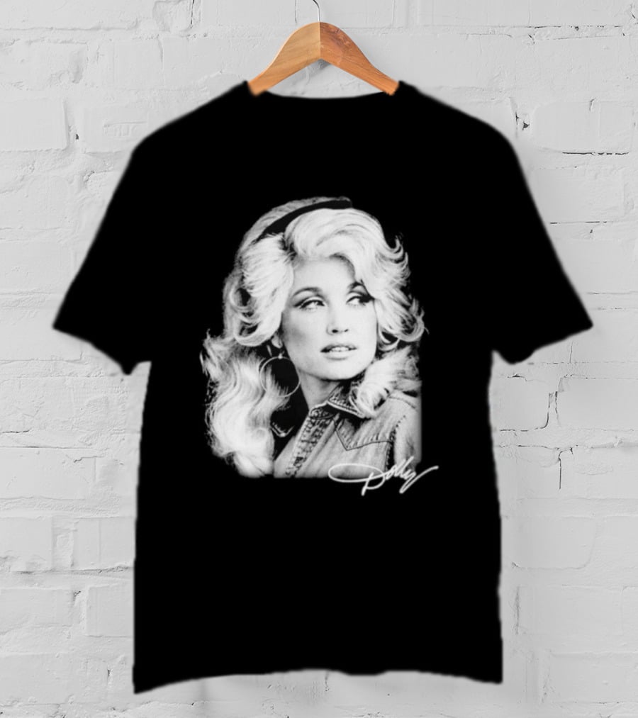 Dolly Parton Dolly Forever Legend Vintage Black And White Denim T-Shirt