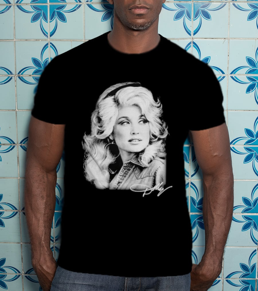 Dolly Parton Dolly Forever Legend Vintage Black And White Denim T-Shirt