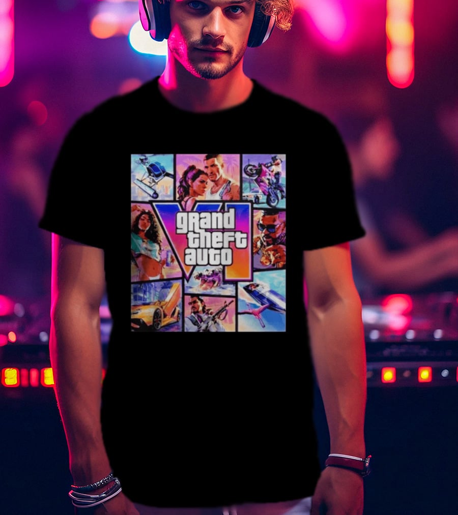 Grand Theft Auto VI Vice City Stories Helicopter Motorbike Rockstar Games T-Shirt