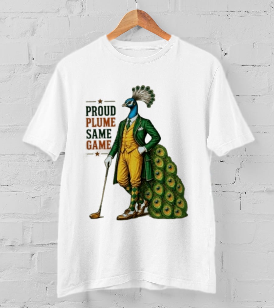 Proud Plume Same Game Peacock Golf Club Cartoon T-Shirt