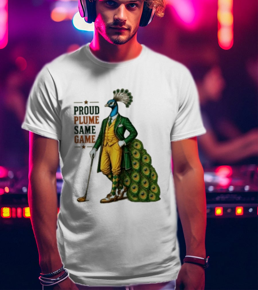 Proud Plume Same Game Peacock Golf Club Cartoon T-Shirt